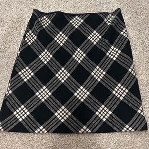 Talbots A-Line Skirt in Black and Cream Plaid